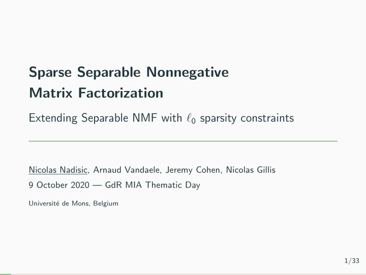 sparse separable nonnegative matrix factorization