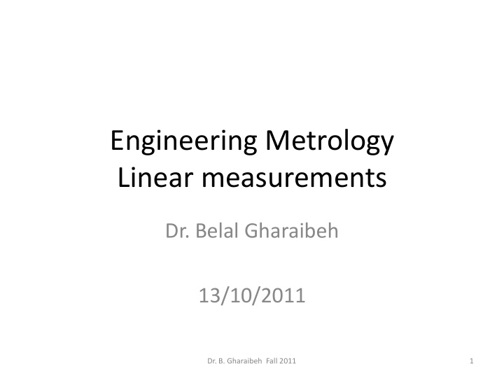 engineering metrology linear measurements