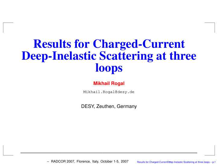 results for charged current deep inelastic scattering at