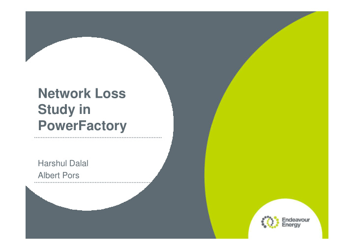 network loss study in powerfactory