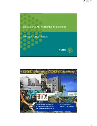 EMBL Outstation at DESY, Hamburg  1974  40 years later  Macromolecular crystallography  EMBL