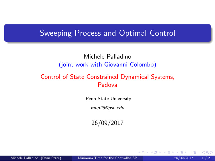 sweeping process and optimal control