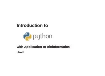 Introduction to  Introduction to  with Application to Bioinformatics  with Application to