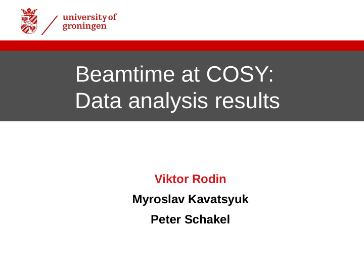 beamtime at cosy data analysis results