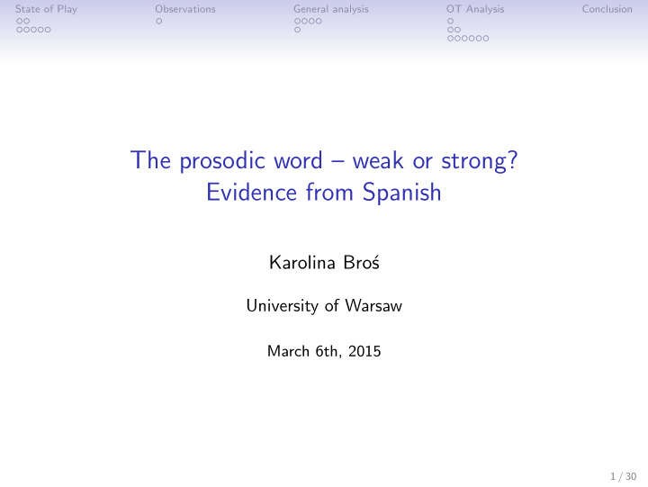 the prosodic word weak or strong evidence from spanish