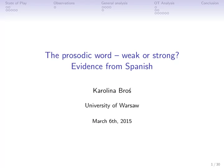 the prosodic word weak or strong evidence from spanish