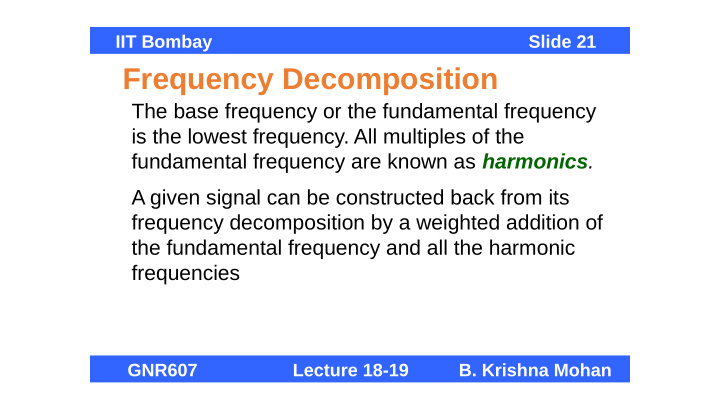 frequency decomposition