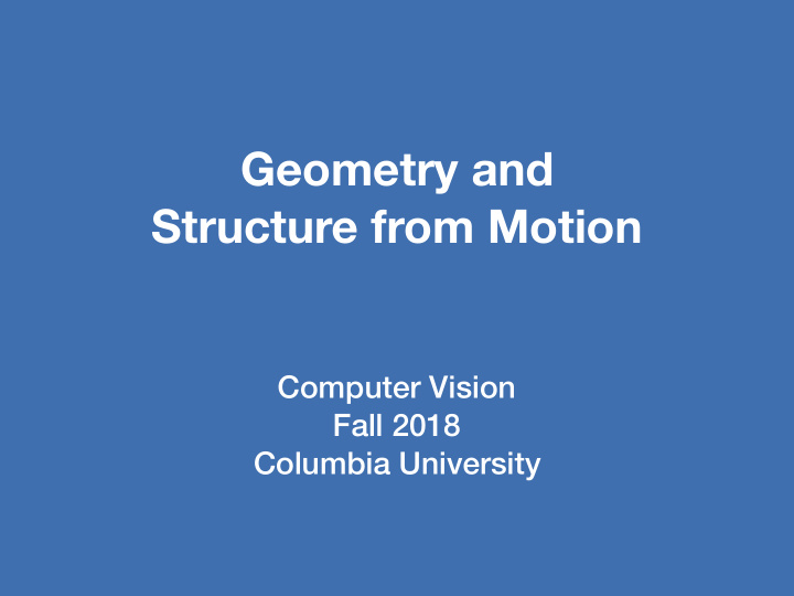geometry and structure from motion