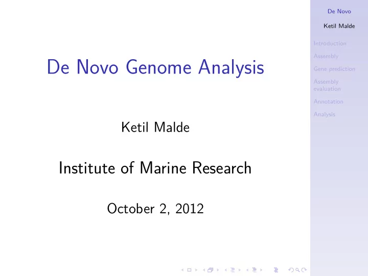 de novo genome analysis