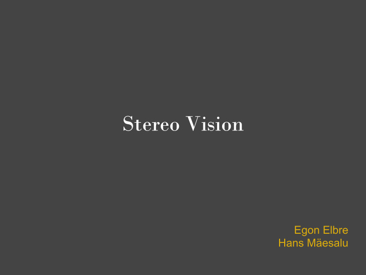 stereo vision