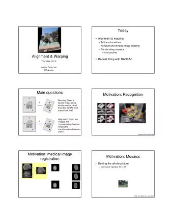 Today   Alignment &amp; warping   2d transformations   Forward and inverse image warping