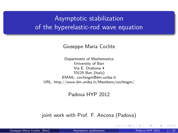 asymptotic stabilization of the hyperelastic rod wave