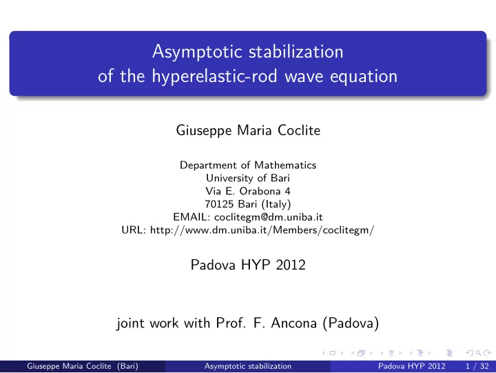 asymptotic stabilization of the hyperelastic rod wave