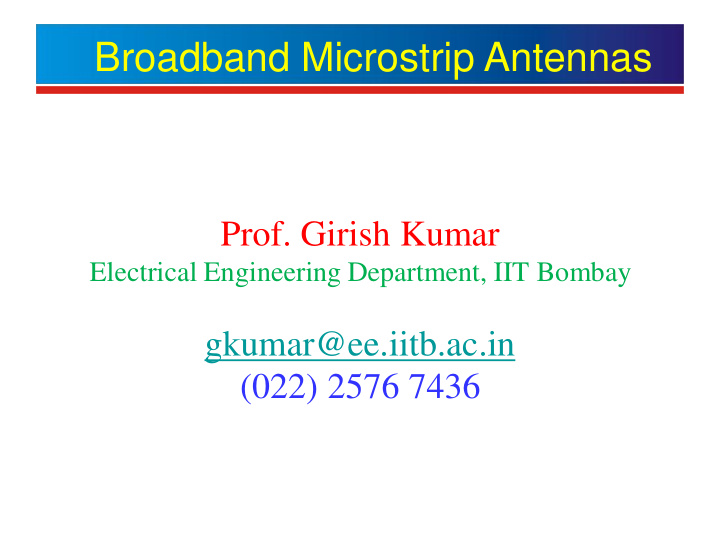 broadband microstrip antennas