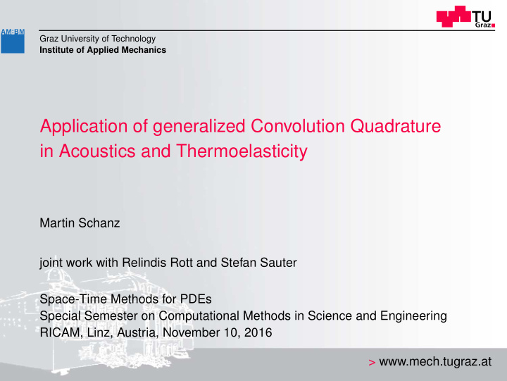 application of generalized convolution quadrature in