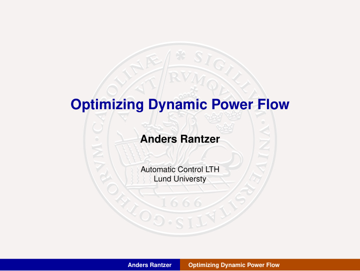 optimizing dynamic power flow