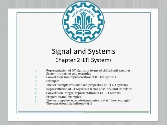 Signal and Systems  Chapter 2: LTI Systems  Representation of DT signals in terms of shifted unit