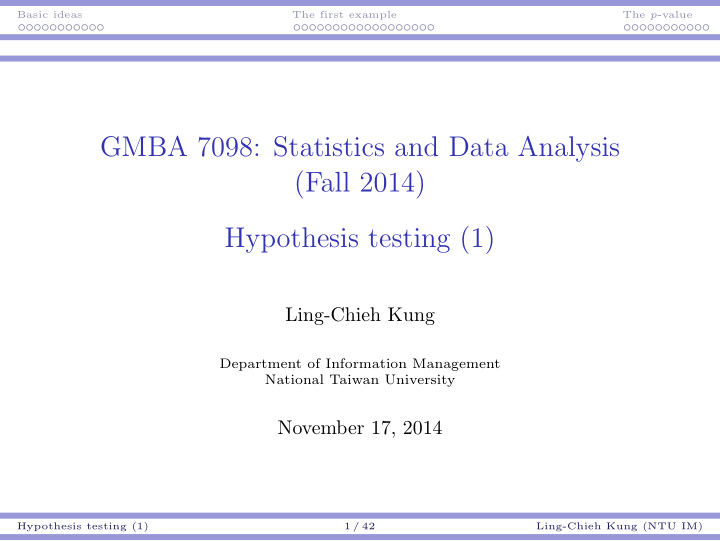 gmba 7098 statistics and data analysis fall 2014