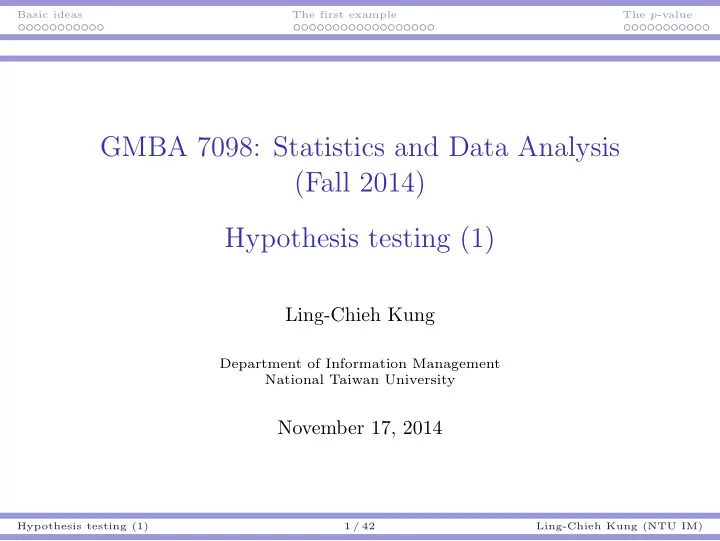gmba 7098 statistics and data analysis fall 2014