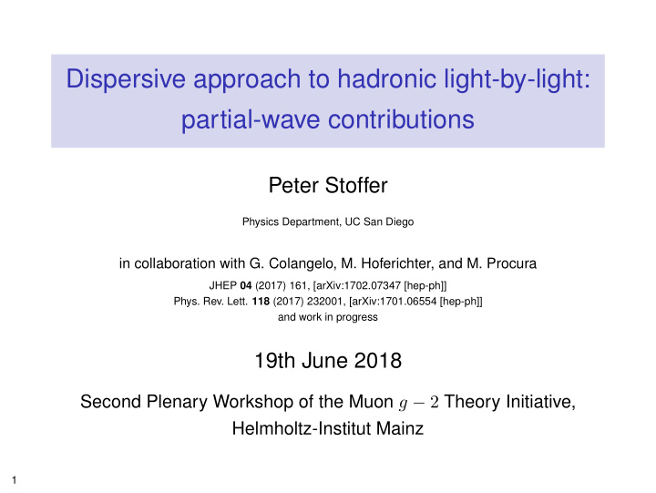 dispersive approach to hadronic light by light partial