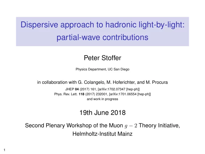 dispersive approach to hadronic light by light partial