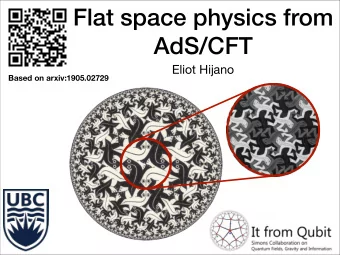 Flat space physics from  AdS/CFT  Eliot Hijano  Based on arxiv:1905.02729  Approaches to flat