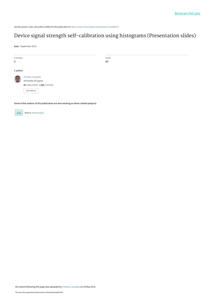 device signal strength self calibration using histograms