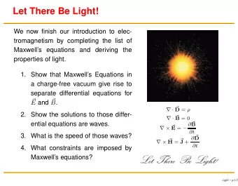 Let There Be Light!  We now finish our introduction to elec-  tromagnetism by completing the list