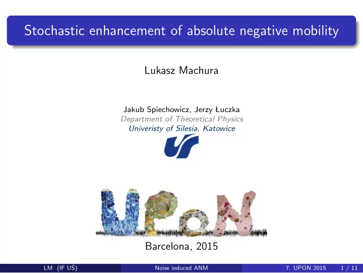 stochastic enhancement of absolute negative mobility