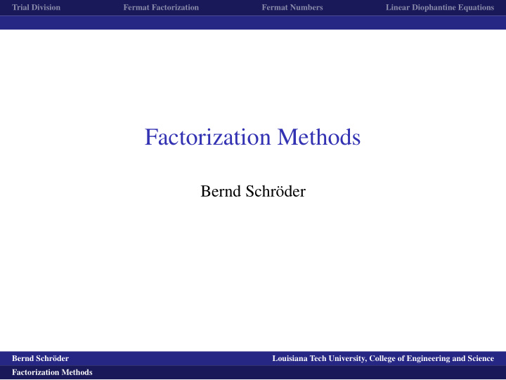 factorization methods