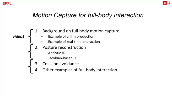 motion capture for full body interaction
