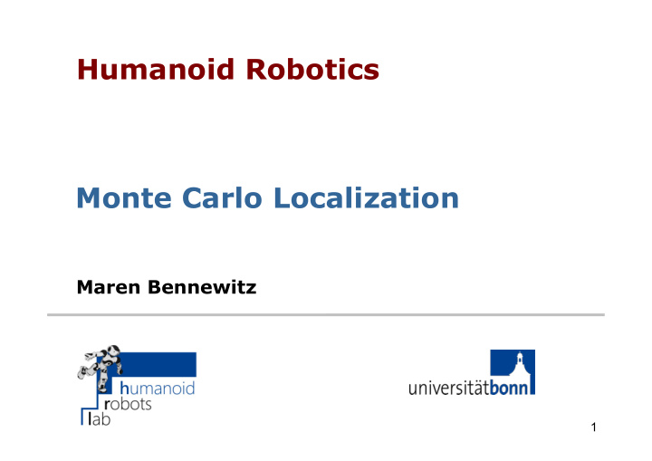 humanoid robotics monte carlo localization