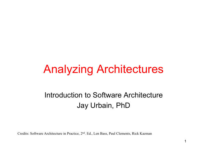 analyzing architectures
