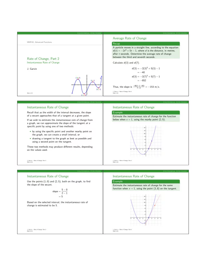 average rate of change