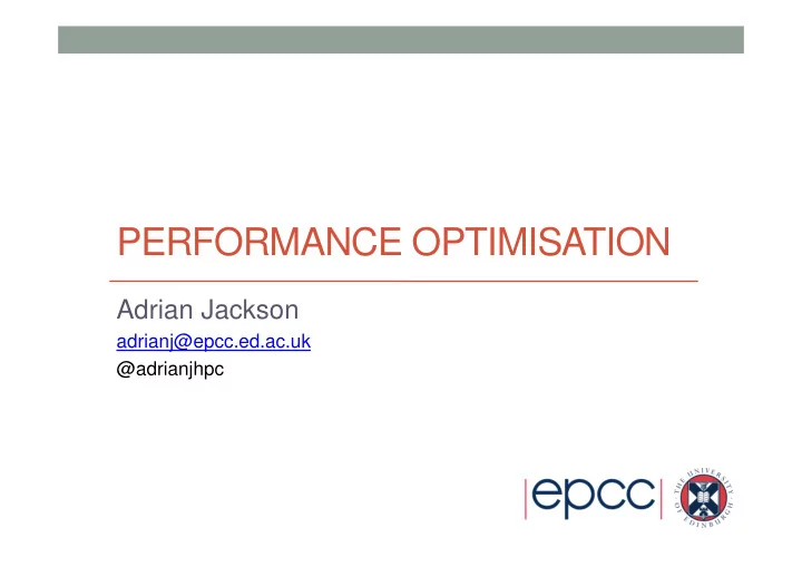 performance optimisation