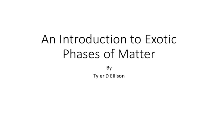 an introduction to exotic phases of matter