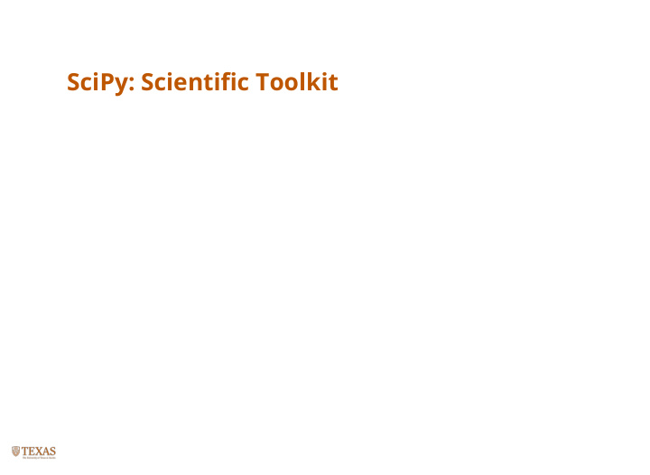 scipy scienti c toolkit scipy