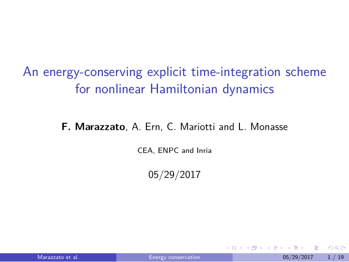 an energy conserving explicit time integration scheme for