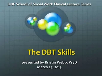The DBT Skills  presented by Kristin Webb, PsyD  March 27, 2015  Kristin B. Webb, PsyD  104 So.