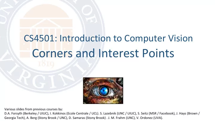 corners and interest points
