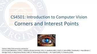 Corners and Interest Points  Various slides from previous courses by:  D.A. Forsyth (Berkeley /