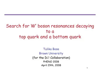 Search for W boson resonances decaying  to a  top quark and a bottom quark  Tulika Bose  Brown