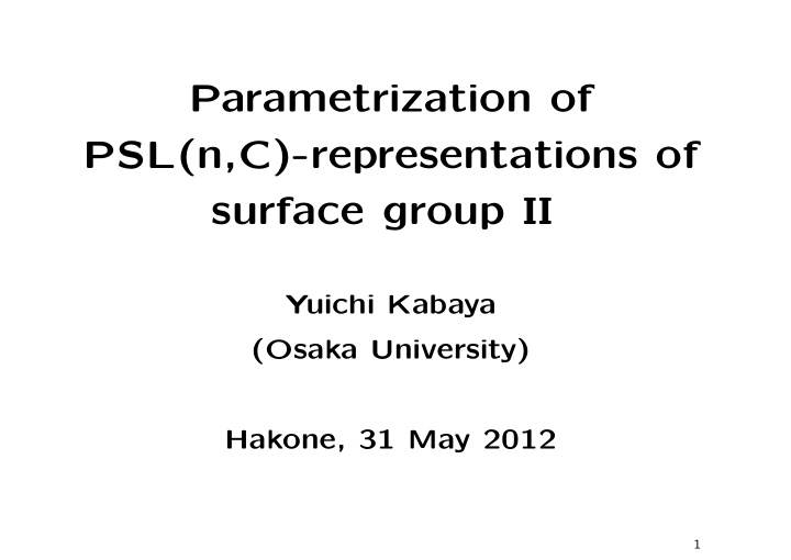 parametrization of psl n c representations of surface