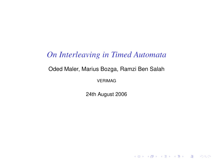on interleaving in timed automata