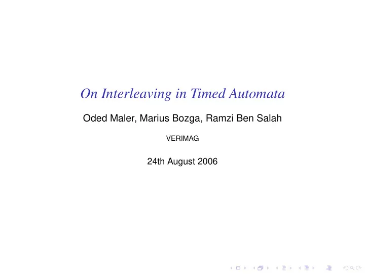 on interleaving in timed automata
