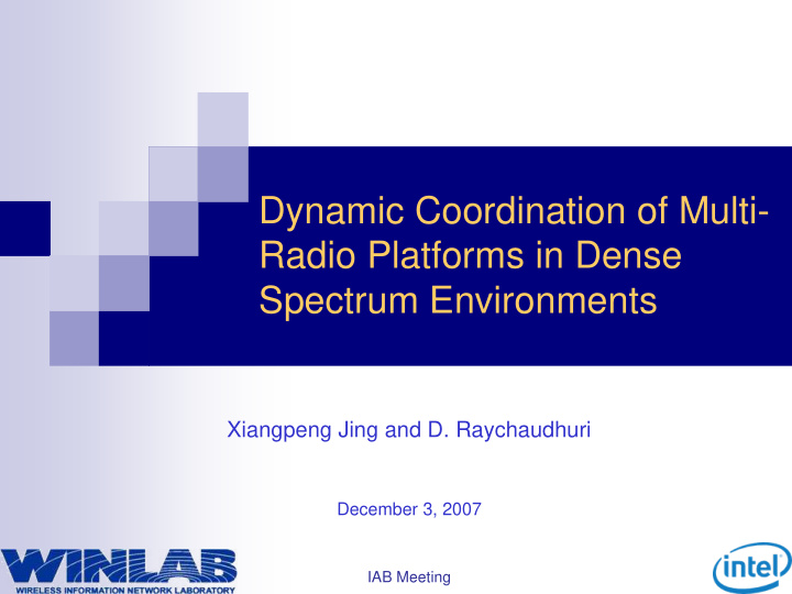 dynamic coordination of multi radio platforms in dense