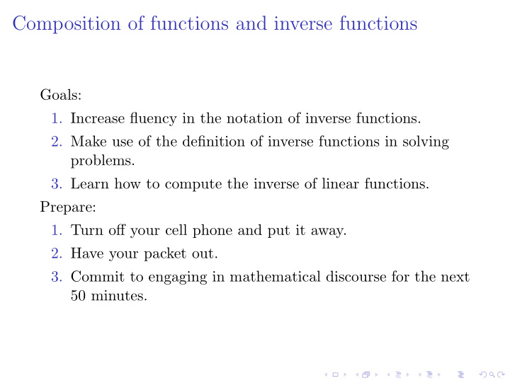composition of functions and inverse functions