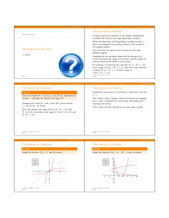 The Inverse of a Function  MCR3U: Functions  A relation associates elements in the domain