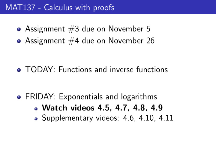 mat137 calculus with proofs assignment 3 due on november