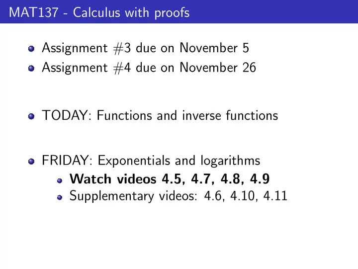 mat137 calculus with proofs assignment 3 due on november